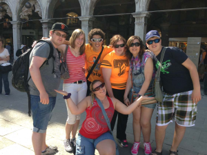 Seven of the  young group leaders in Venice during their reconnaissance trip in 2014 
